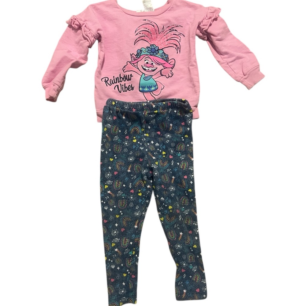Trolls Poppy Pink Sweatshirt & Leggings Outfit, Size 3T Toddler Girls